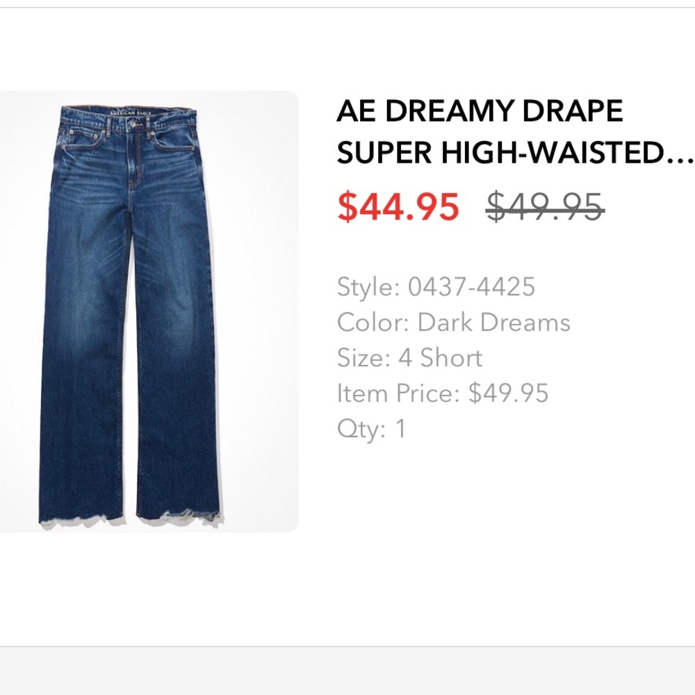 American Eagle Dream Drape Super High Waisted Jeans